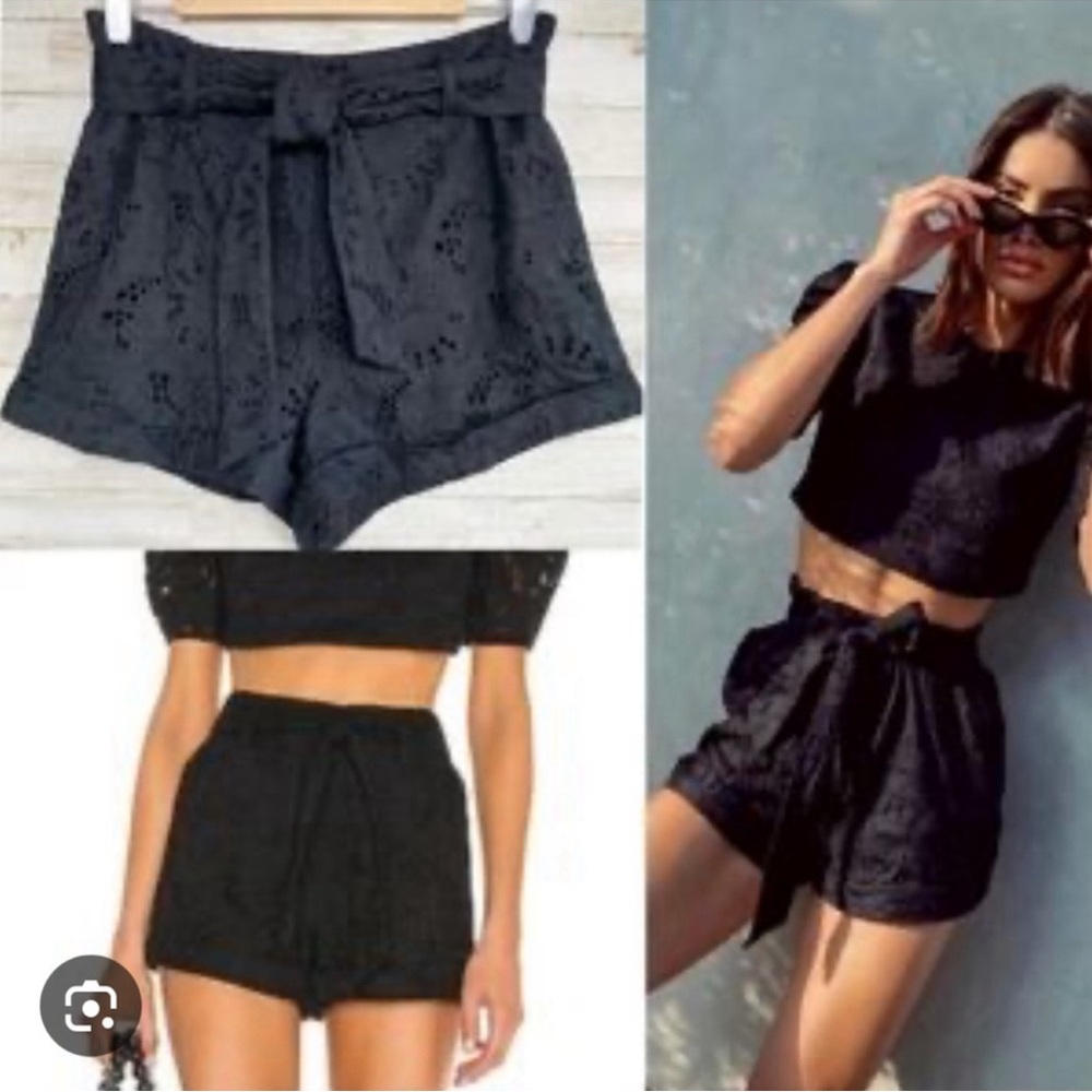 Camila coelho black eyelet shorts s revolve